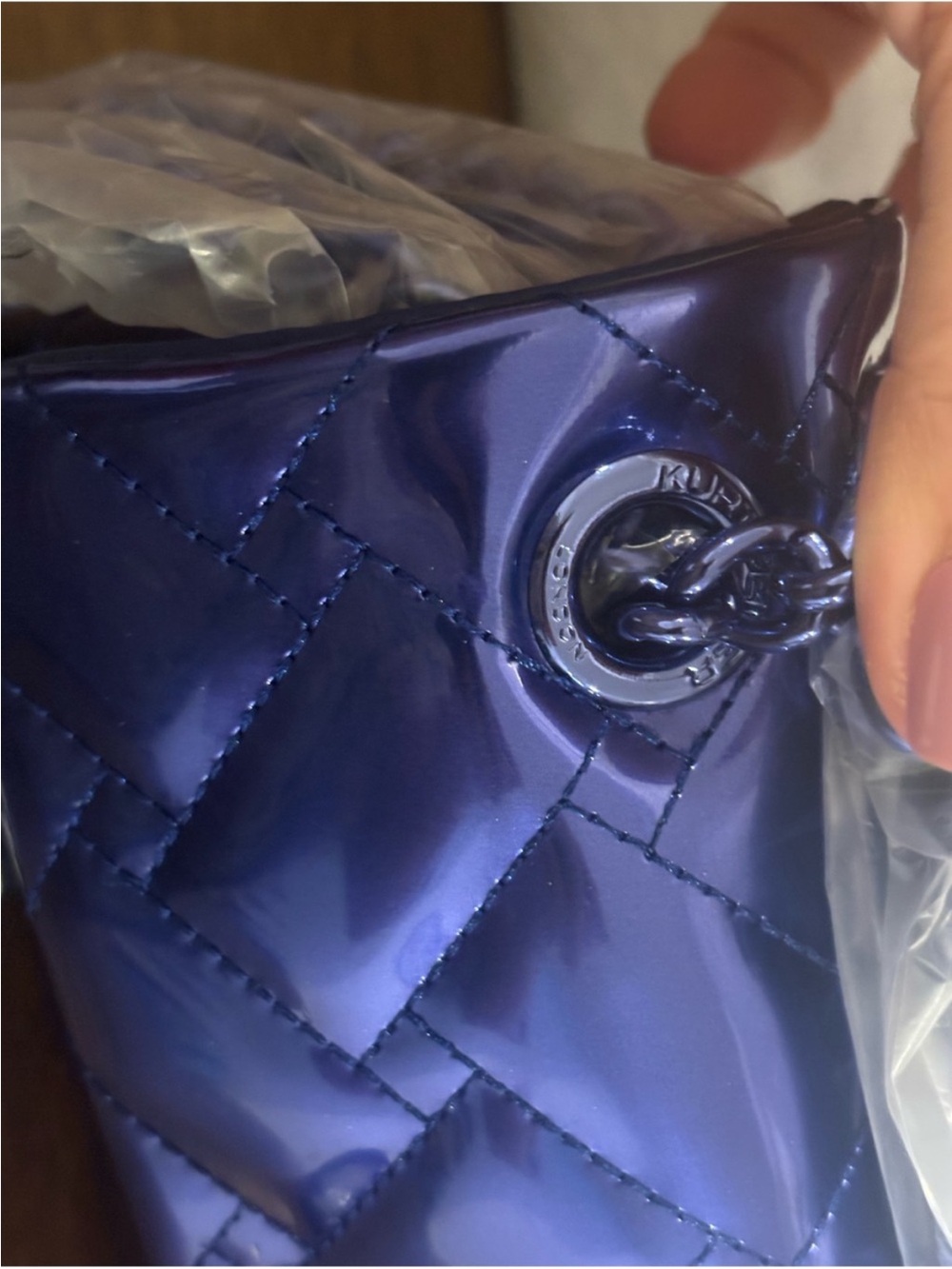 Kurt Geiger Quilted Metallic Blue Shoulder Crossbody Bag ✨BEAUTIFUL ✨ - Picture 6 of 10
